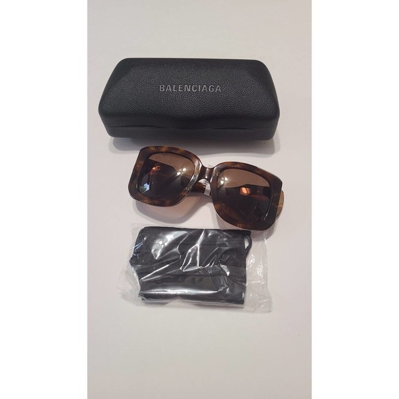 Balenciaga  Square Havana Havana Brown 53 MM Sunglasses - Picture 1 of 4